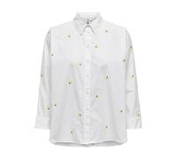 ONLY Onlnew Lina Grace LS EMB Shirt Noos Wvn Camicia a Maniche Lunghe, Bianco Brillante/AOP: Limone, M Donna