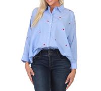 ONLY ONLNEW LINA GRACE LS STRIPE EMB SHIRT Donna Camicia Maniche Lunghe blu M