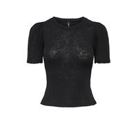 ONLY Onlnicole Life SS O-Neck Scallop Top Jrs, Nero, S Donna