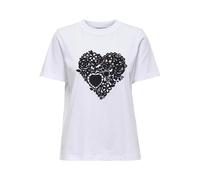 Only Onlnina Heart S/S Tee Jrs, Bianco, M Donna