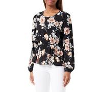 ONLY Onlnova Life L/S Peplum Top AOP Ptm Camicetta da Donna, Black/AOP:ay New Rosie Blossom, M
