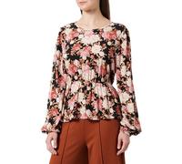 Only Onlnova Life L/S Peplum Top AOP Ptm Camicetta da Donna, Black/AOP:ay Peony Blossom, S