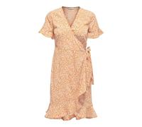 Only Onlolivia S/S Wrap Dress Wvn Noos, Vestito, Donna, Flame Orange/AOP: WHITE DITSY, 40 IT