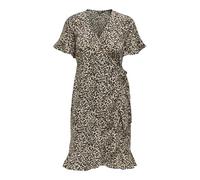 Only Onlolivia S/S Wrap Dress Wvn Noos, Vestito, Donna, Pumice Stone/AOP: Rana Leo, 44