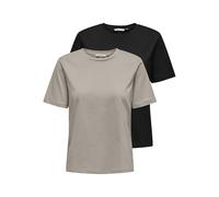 ONLY Onlonly S/S Tee Noos 2 Pack T-Shirt, Nero, XS (Pacco da 2) Donna