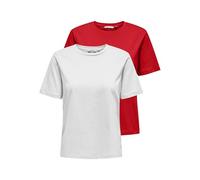 ONLY Onlonly S/S Tee Noos 2 Pack T-Shirt, Rosso-High Risk Red, S (Pacco da 2) Donna