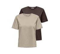 ONLY Onlonly S/S Tee Noos 2 Pack T-Shirt, Torta al Cioccolato, M (Pacco da 2) Donna