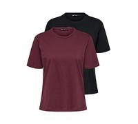 ONLY Onlonly S/S Tee Noos 2 Pack T-Shirt, Vino Windsor, M (Pacco da 2) Donna