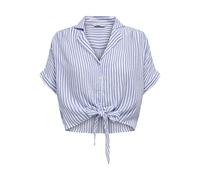Only Onlpaula Life S/S Tie Shirt Wvn Noos, Camicia a maniche corte Donna, Cloud Dancer/Strisce, L