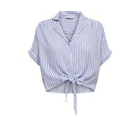 Only Onlpaula Life S/S Tie Shirt Wvn Noos, Camicia a maniche corte Donna, Cloud Dancer/Strisce, M