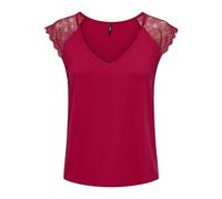 ONLY Onlpetra S/S Lace Mix Top CS Jrs - Maglietta da Donna, Colore: Rosso, M