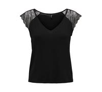ONLY Onlpetra S/S Lace Mix Top CS Jrs - Maglietta da Donna, Nero, S