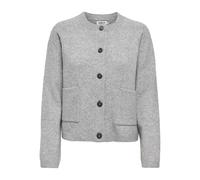 ONLY - Cardigan girocollo grigio chiaro con tasche sul davanti 38