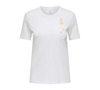 Only Onlpolly Life Reg S/S Pocket Top Box Jrs, Bianco, M Donna