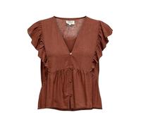 ONLY Onlrian Flonce S/S Wvn Elegante Top con Scollo a V e Maniche Corte e vestibilità Normale, Perfetto per la Primavera e L'Estate, hennè, S Donna