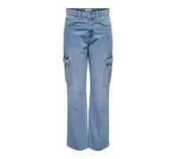 ONLY ONLRILEY HW STR Cargo DNM PIM875 Noos Pantaloni, Light Blue Denim, 27W x 32L Donna