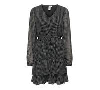 ONLY Onlrobey Isabella Life-Vestito con Scollo a V Abito Estivo, Nero/AOP: Crema a Pois, S Donna
