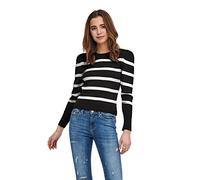 ONLY Onlsally L/S Puff Pullover Knt Noos Maglione, Nero/Righe: W. Cloud Dancer, S Donna