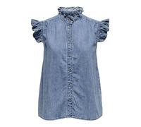 ONLY Onlshania S/L Frill DNM Shirt AKM, Media Blu Denim, XL Donna
