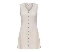 ONLY - Vestito corto senza maniche in misto lino color crema-Bianco 40