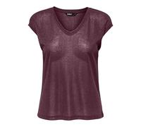 ONLY Onlsilvery S/S V Neck Lurex Jrs Noos Top Basic Scollo A Maniche Corte per L'eleganza dei Giovani, Bordeaux, L Donna