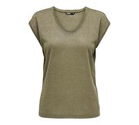 Only Onlsilvery S/S V Neck Lurex Top Jrs Noos, Maglietta Donna, Marrone (Falcon/Dettagli: Tono In Lurex), L