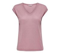 Only Onlsilvery S/S V Neck Lurex Top Jrs Noos - Top Basic con Scollo a O e Maniche Corte per un'eleganza Giovanile, Caramella, M da Donna