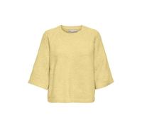 ONLY - T-shirt squadrata in maglia color latticello-Giallo 38