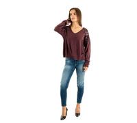 Only maglia scollo a V con paillettes borgogna M