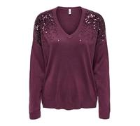 ONLY Onlstarry LS Sequin Boxy V-Neck Knt, Mauve Wine, XL