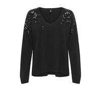 ONLY Onlstarry LS Sequin Boxy V-Neck Knt, Nero, L