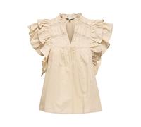 ONLY Onlsunny Capsl Frill Wvn Noos Top con Scollo A V E Maniche Corte E Volant, Humus, XS