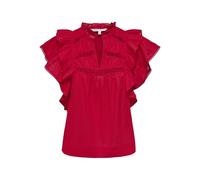 ONLY Onlsunny Capsl Frill Wvn Noos Top con Scollo A V E Maniche Corte E Volant, Rosso - High Risk Red, S