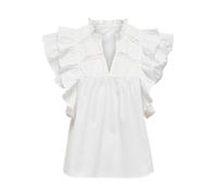 ONLY Onlsunny Capsl Frill Wvn Noos Top con Scollo A V Manica Corta E Volant, Ballerino di Nuvola, S Donna