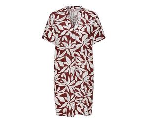 ONLY Onlsusi Life SS V-Neck Tunic Dress Wnn, Rosso Mattone, S