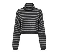 ONLY Onltalio LS Stripe Short Rollneck BF Knt Pullover, Dark Grey Melange/Strisce: lgm, M Donna