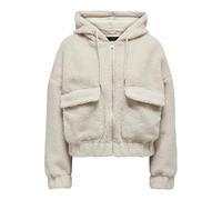 ONLY - Giacca con cappuccio color pietra in peluche con tasche-Neutro 38