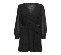 ONLY Onltiva L/S Dobby Fake Wrap Dress Wvn Mini Abito, Nero, S Donna