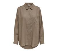 ONLY Onltokyo L/S Linen Blend Shirt Pnt Noos Camicia a Maniche Lunghe con vestibilità Normale e Chiusura a Bottoni, Brindle, XS Donna