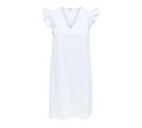 ONLY Onltulum EMB S/S Dress Wvn, Bianco, XS Donna