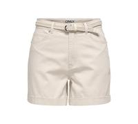 Only Onlvega-Silla HW Mom Belt Shorts Pnt, Bianco e Grigio, L Donna