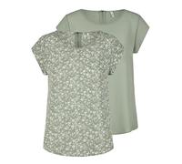 ONLY ONLVIC, maglietta da donna, vestibilità normale, confezione da 2 pezzi, scollo rotondo, a maniche corte, estiva, motivo basic, tinta unita, bianco, nero, verde, rosa, blu, 34, 36, 38, 40, 42, 44