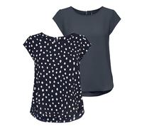 ONLY Onlvic S/S Solid AOP Top Ptm, Maglietta a Maniche Corte, Confezione da 2 Pezzi (Confezione C: Ombre Blue/Night Sky Big Karo Print), 40 (EU) / 44 (IT)