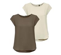 ONLY Onlvic S/S Solid AOP Top Ptm, Maglietta a Maniche Corte, Confezione da 2 Pezzi (Confezione E: Caribou/Moonbeam), 36 (EU) / 40 (IT)
