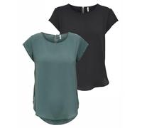 ONLY Onlvic SS AOP Noos Ptm Top, Maglietta da Donna, Camicetta, Maglietta da Donna, Confezione da 2 (1 balsamo Verde/1 Nero), 40 (EU) / 44 (IT)