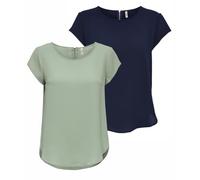 ONLY Onlvic SS AOP Noos Ptm Top, Maglietta da Donna, Camicetta, Maglietta da Donna, Confezione da 2 (1 x Desert Sage/1 x Navy Blazer), 40 (EU) / 44 (IT)