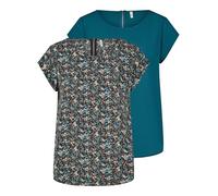 ONLY ONLVIC - Top da donna con scollo rotondo, vestibilità normale, a maniche corte, con chiusura lampo, motivo estivo, nero, verde, rosa, blu, 34, 36, 38, 40, 42, 44, Deep Teal (15284243), 50