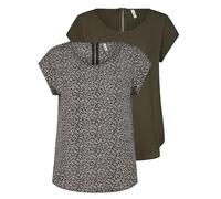 ONLY ONLVIC - Top da donna con scollo rotondo, vestibilità normale, a maniche corte, con chiusura lampo, motivo estivo, nero, verde, rosa, blu, 34, 36, 38, 40, 42, 44, Rosin (15284243), 42