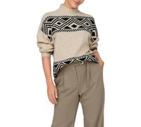 ONLY Onlvictoria L/S-Pullover a Collo Alto Knt Maglione, Pumice Stone/Motivo: Jacquard Nero, XL Donna