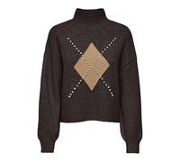 ONLY Onlwakefield Life LS Bling Highneck Knt, Torta al Cioccolato, M Donna